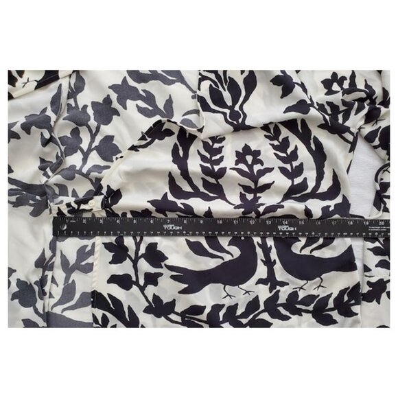 H&M White Black Long Sleeve Silk Like Patterned Birds Wrap Dress Side Tie Size L - Picture 7 of 10